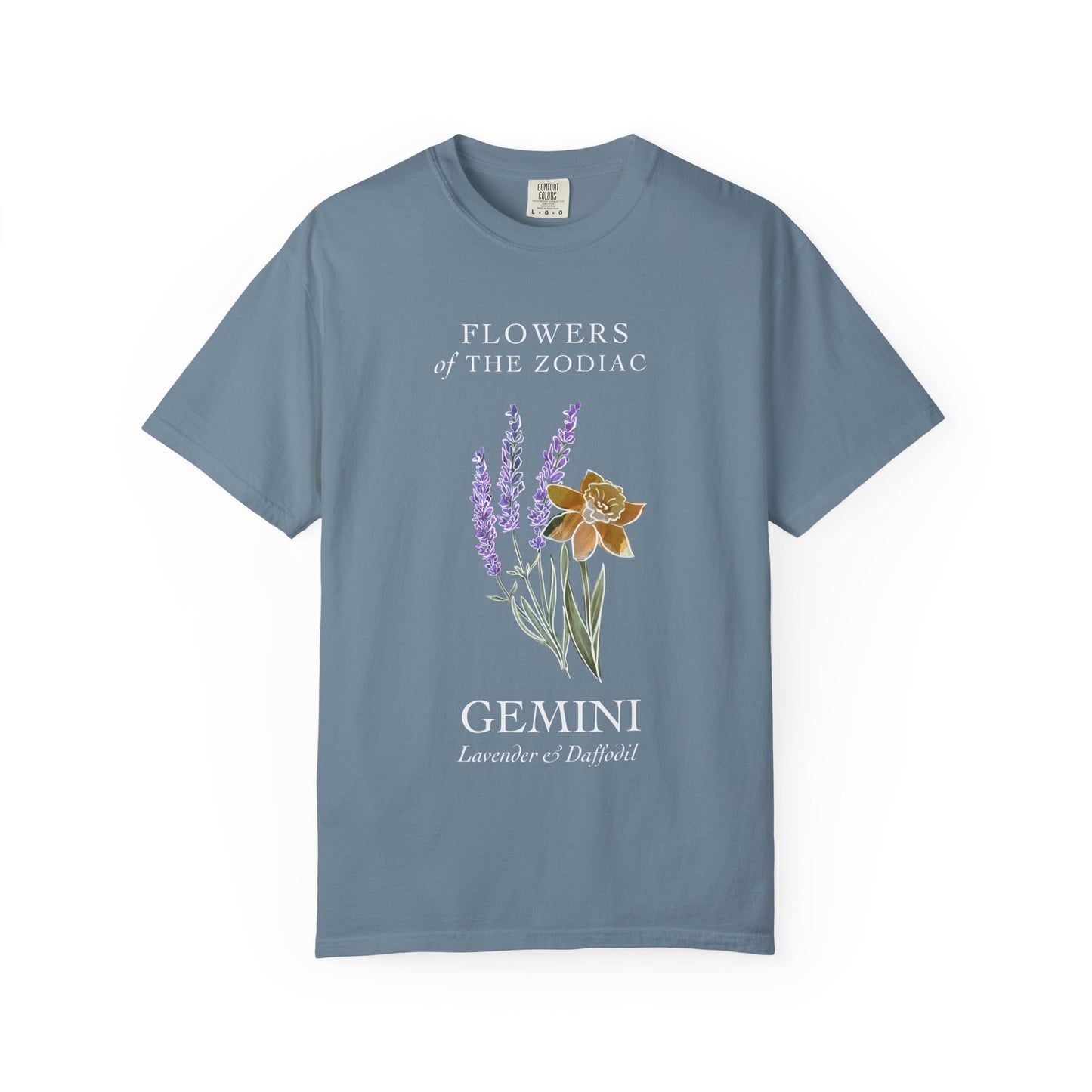 Gemini Floral T-Shirt – Lavender & Daffodil – Astrology T-Shirt