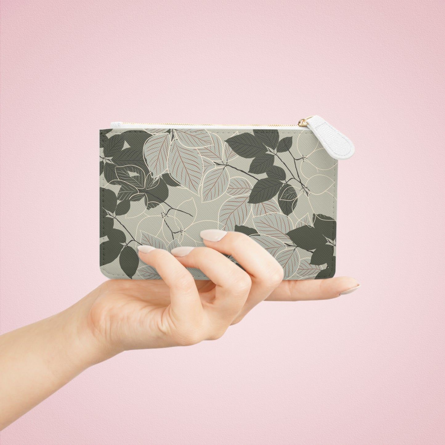 Green Leaves Mini Clutch Bag — Small Leaf Print Wristlet