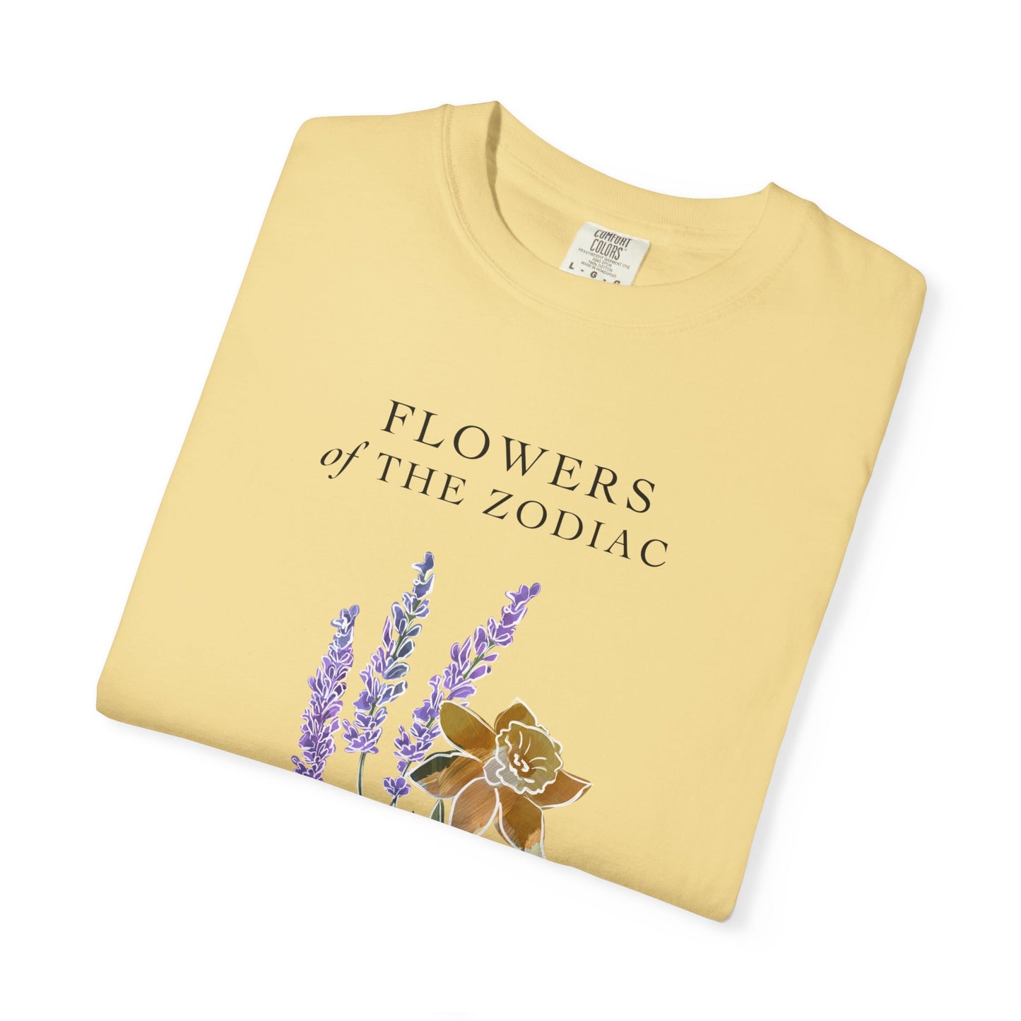 Gemini Floral T-Shirt – Lavender & Daffodil – Astrology T-Shirt