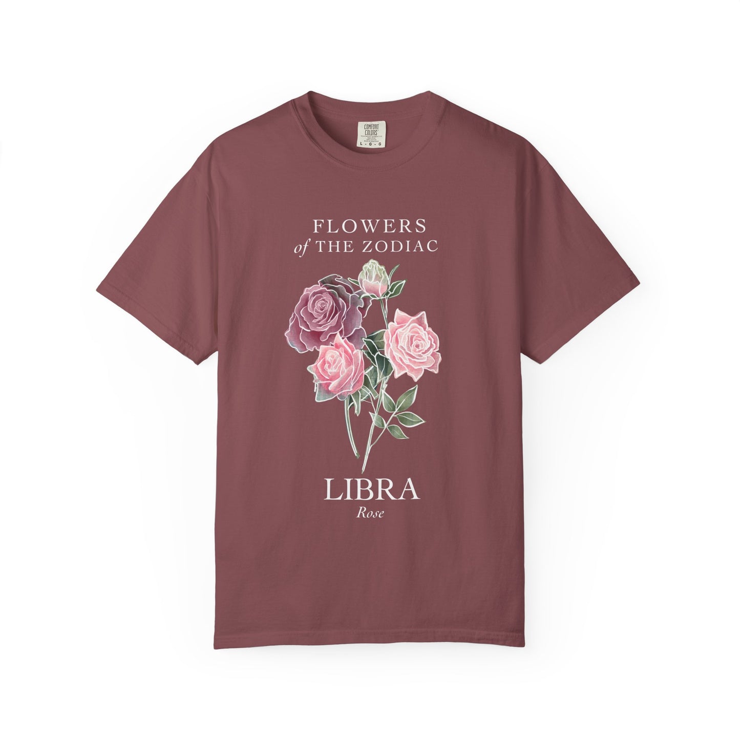 Libra Floral T-Shirt – Pink Rose – Astrology T-Shirt