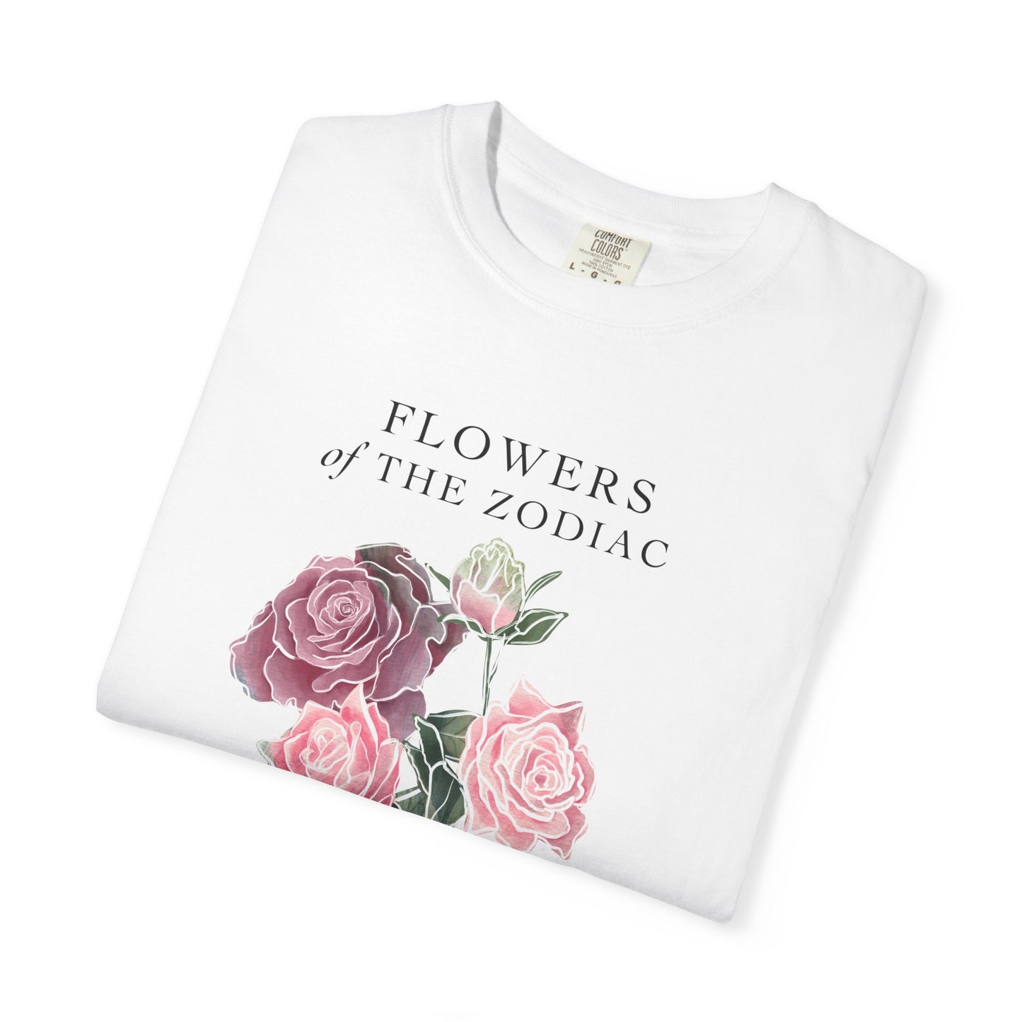 Libra Floral T-Shirt – Pink Rose – Astrology T-Shirt