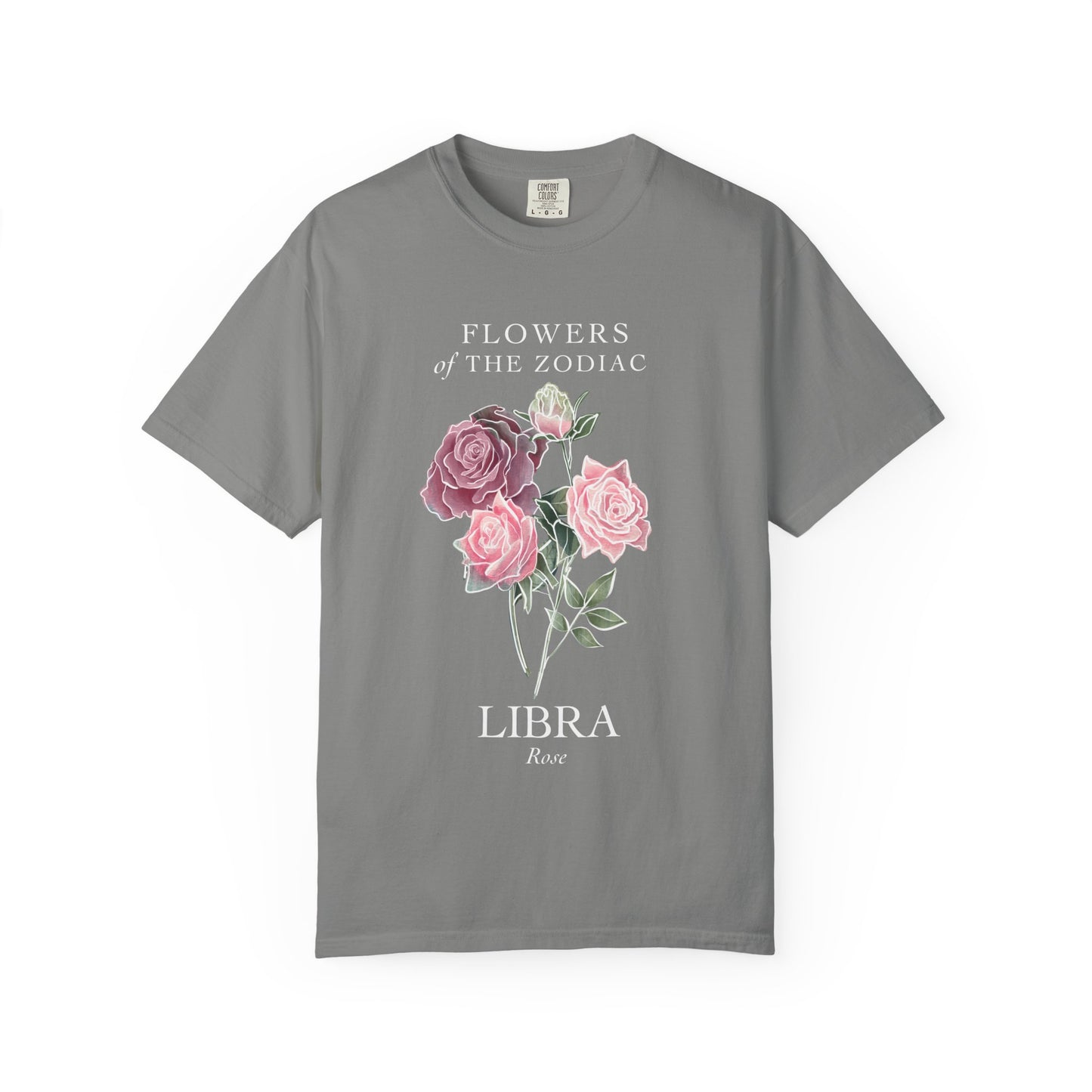 Libra Floral T-Shirt – Pink Rose – Astrology T-Shirt
