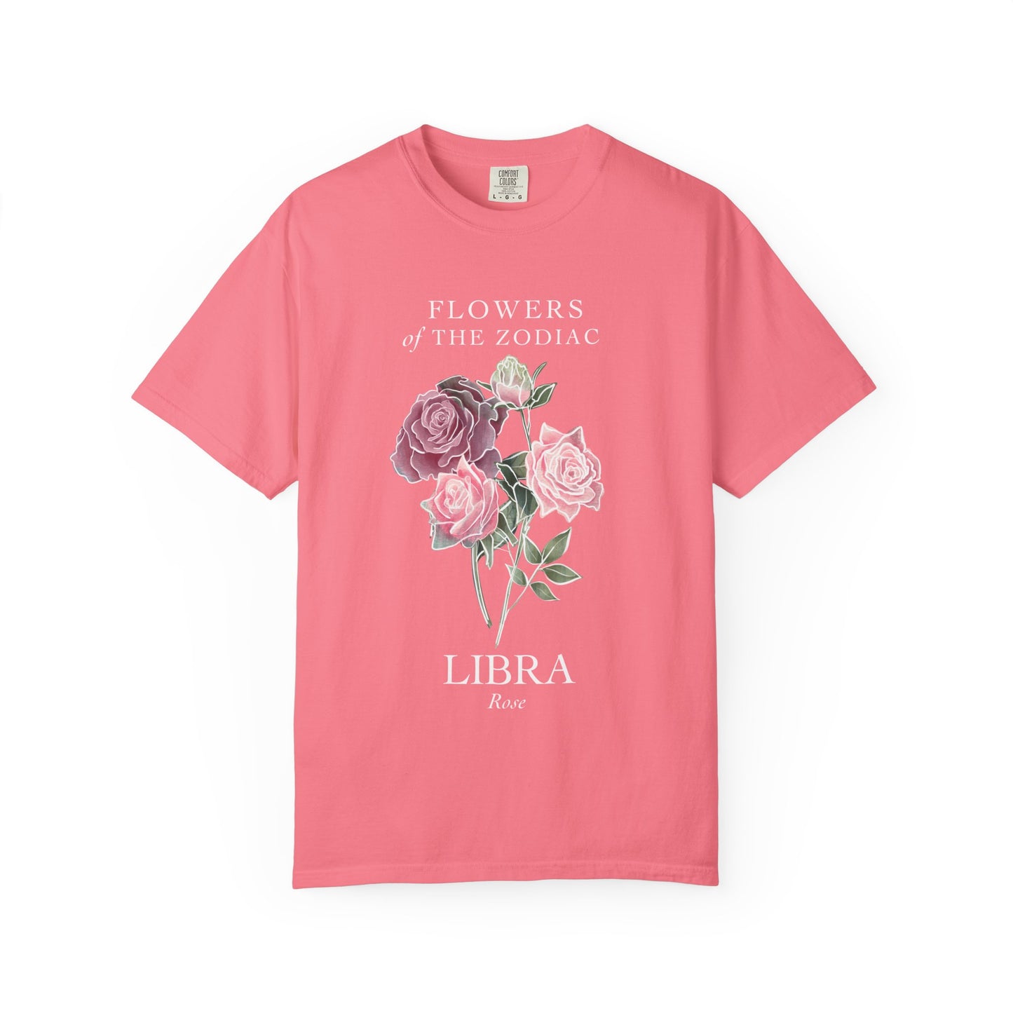 Libra Floral T-Shirt – Pink Rose – Astrology T-Shirt