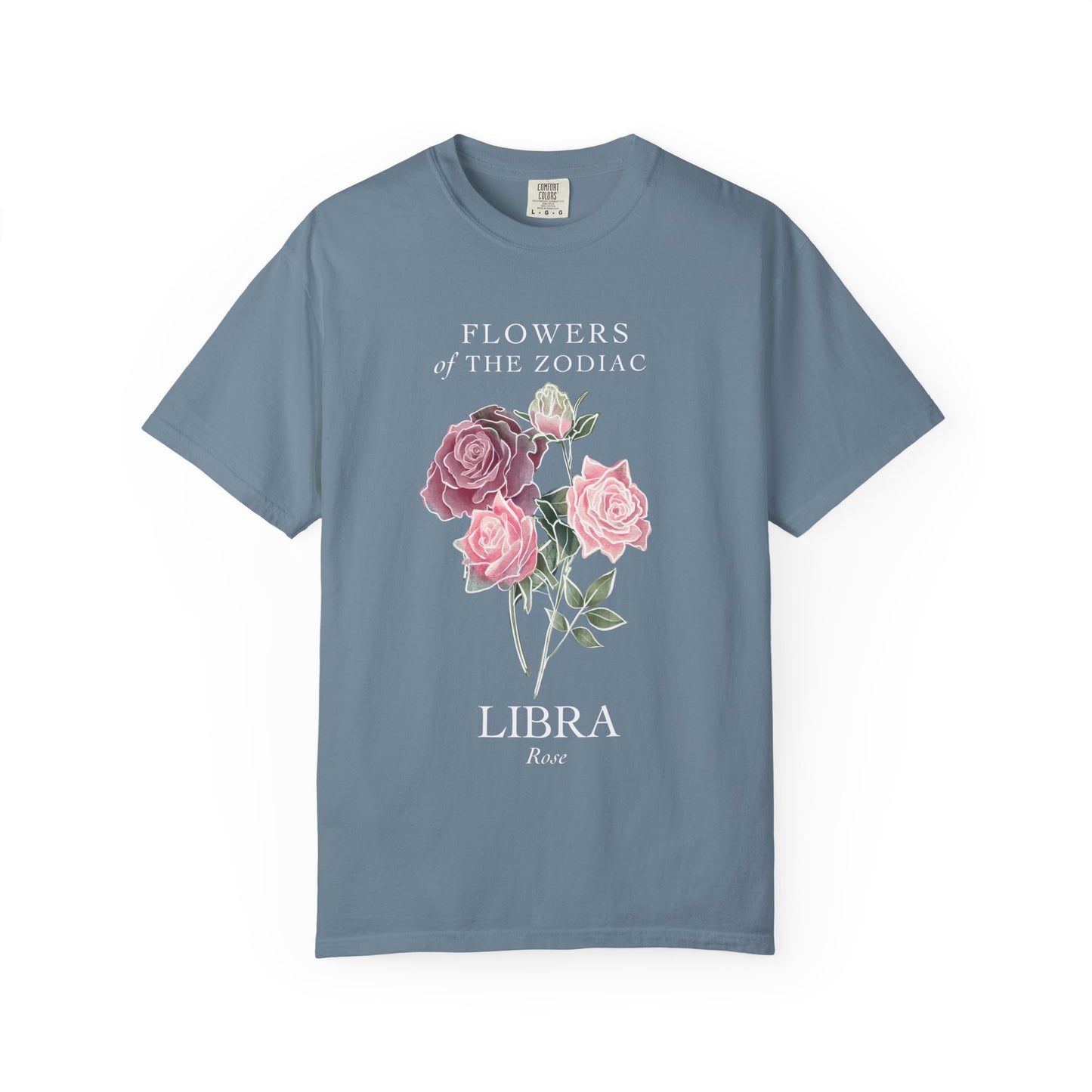 Libra Floral T-Shirt – Pink Rose – Astrology T-Shirt