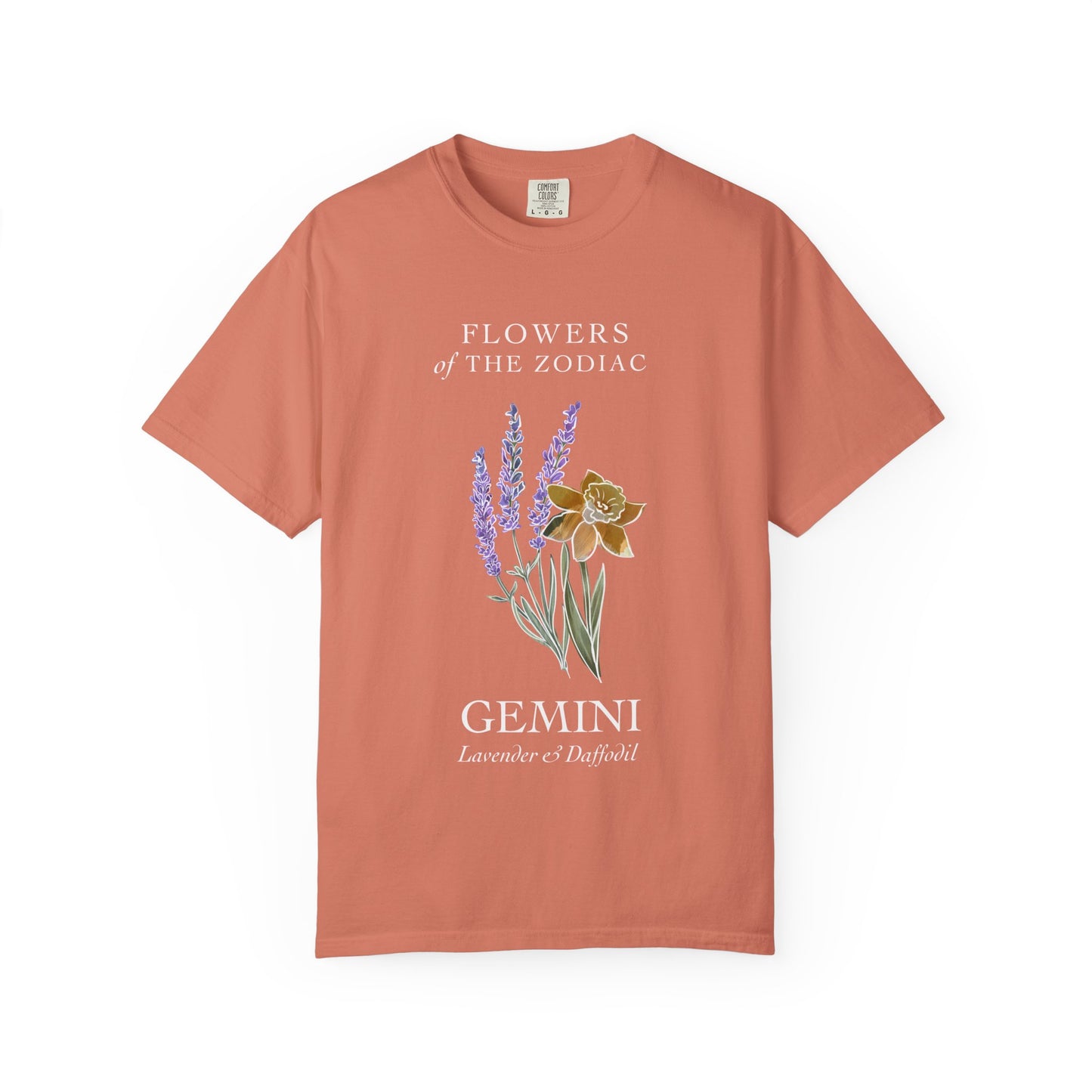 Gemini Floral T-Shirt – Lavender & Daffodil – Astrology T-Shirt