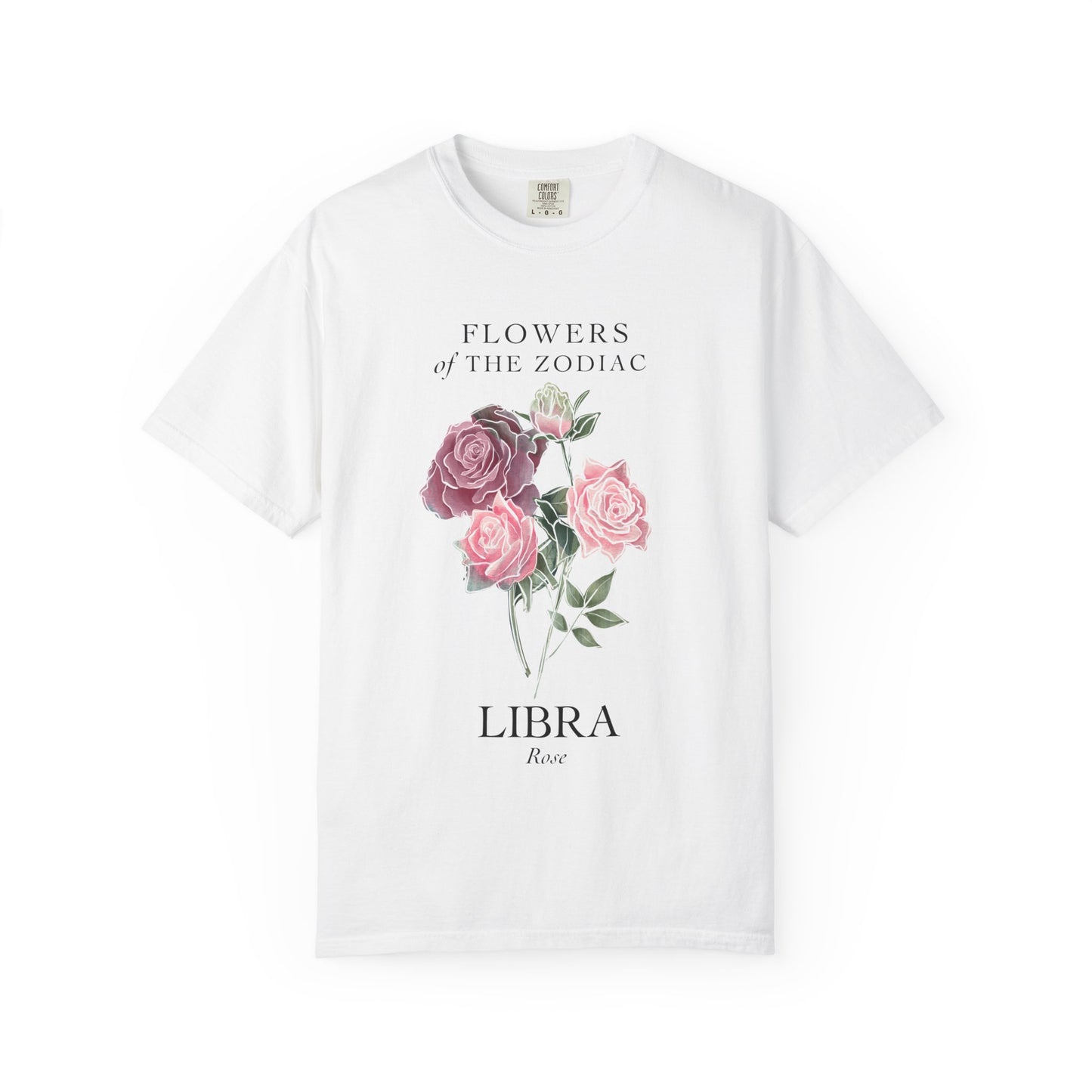 Libra Floral T-Shirt – Pink Rose – Astrology T-Shirt