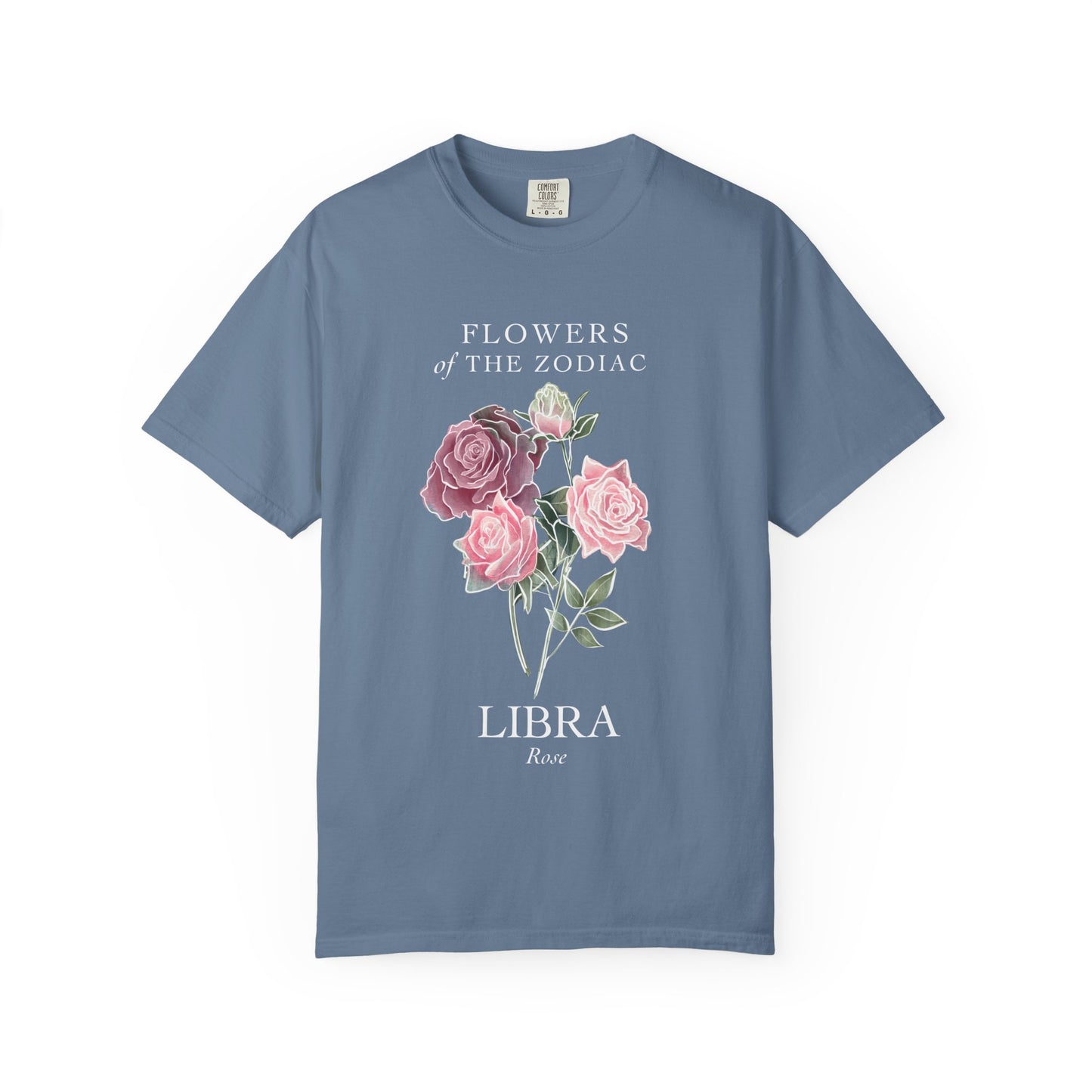 Libra Floral T-Shirt – Pink Rose – Astrology T-Shirt