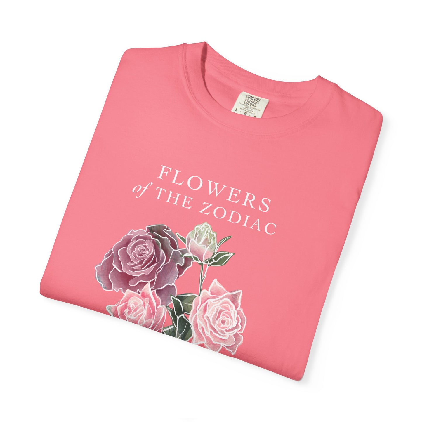 Libra Floral T-Shirt – Pink Rose – Astrology T-Shirt