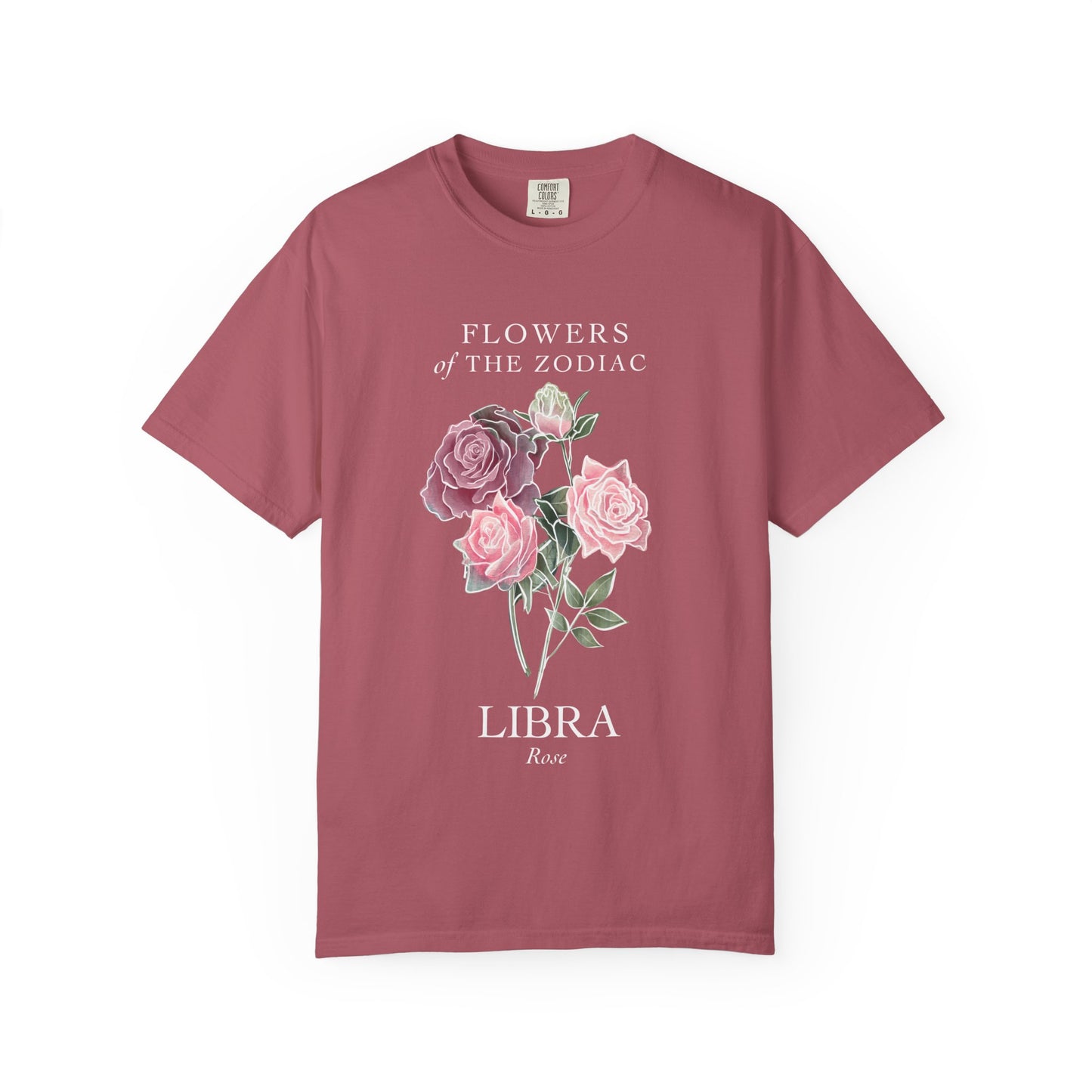 Libra Floral T-Shirt – Pink Rose – Astrology T-Shirt