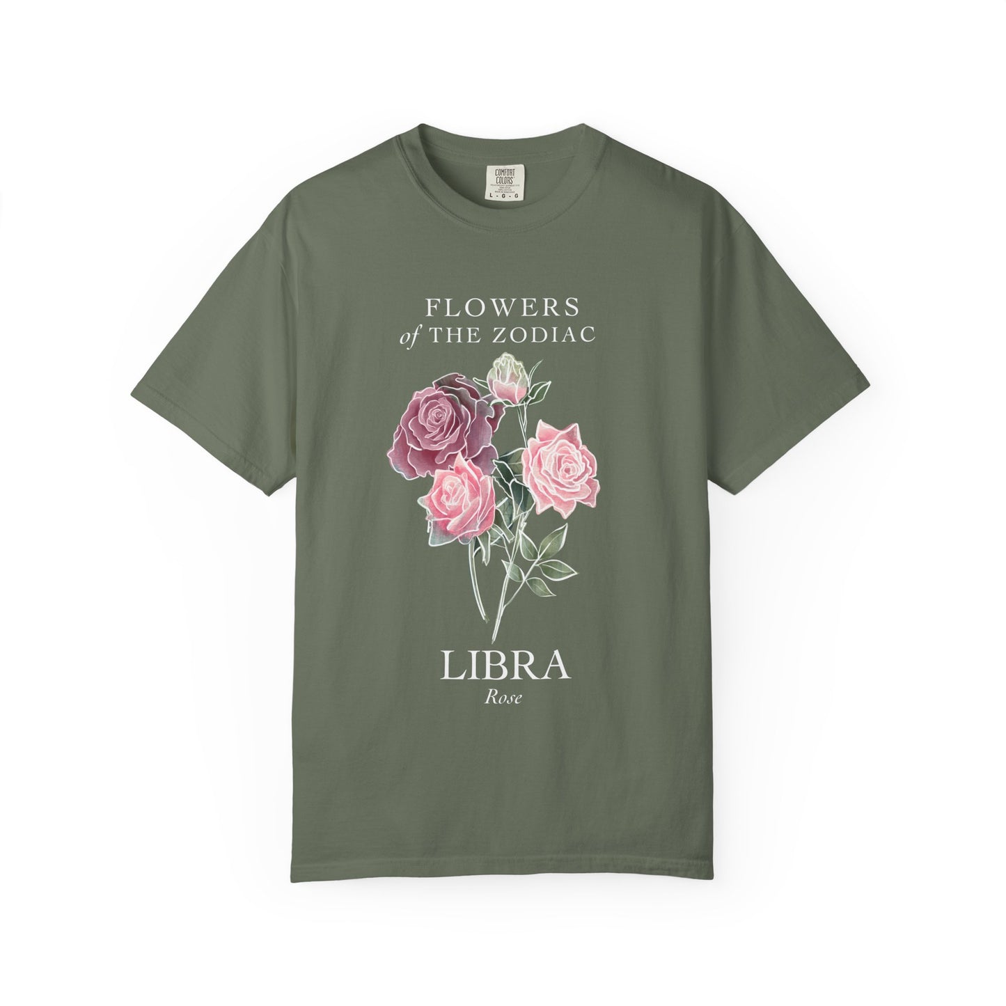 Libra Floral T-Shirt – Pink Rose – Astrology T-Shirt