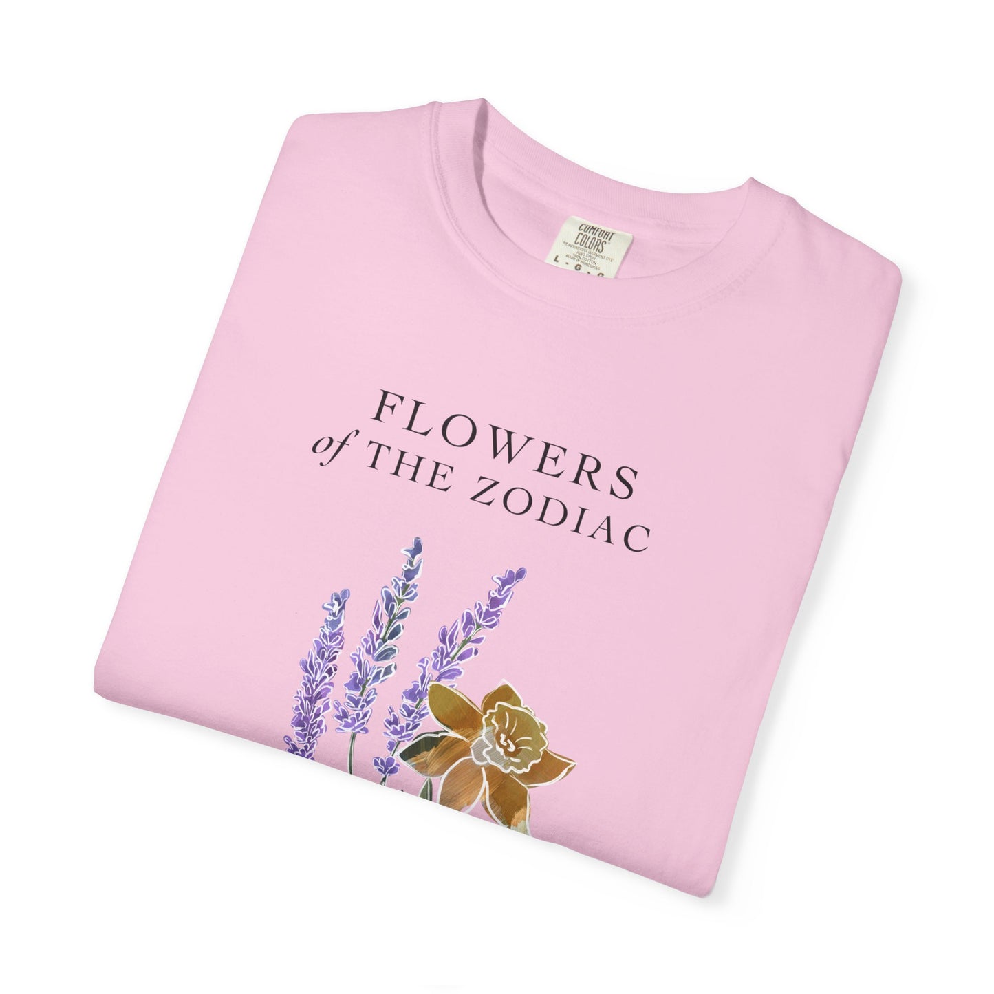 Gemini Floral T-Shirt – Lavender & Daffodil – Astrology T-Shirt