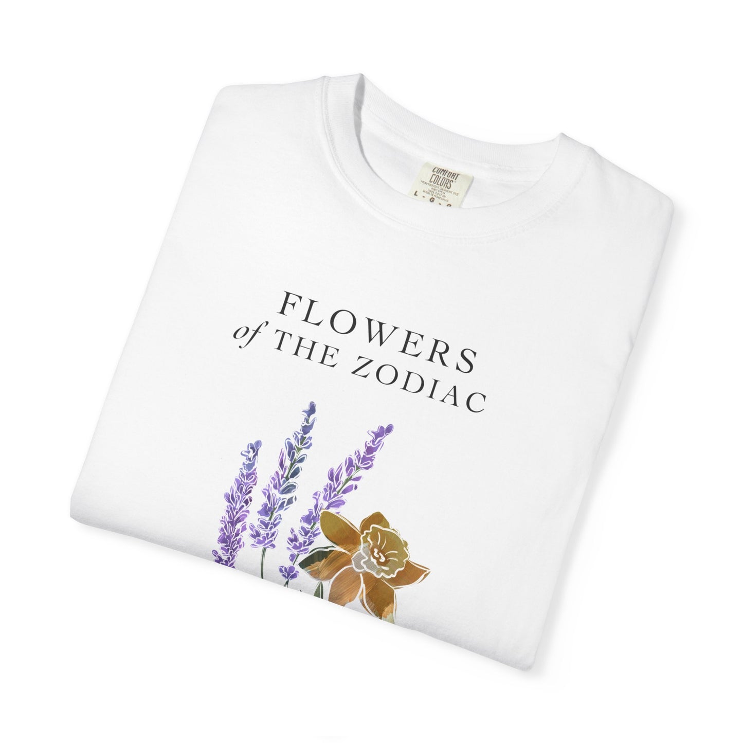 Gemini Floral T-Shirt – Lavender & Daffodil – Astrology T-Shirt