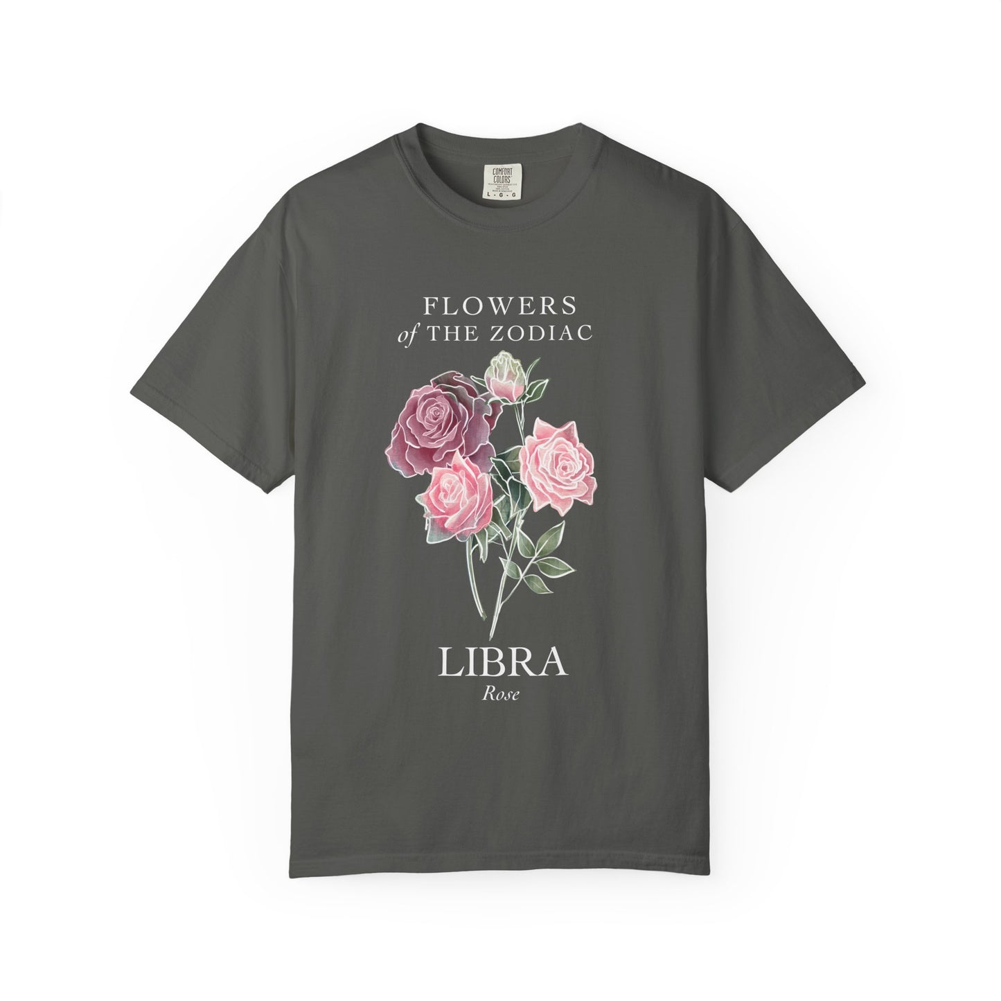 Libra Floral T-Shirt – Pink Rose – Astrology T-Shirt