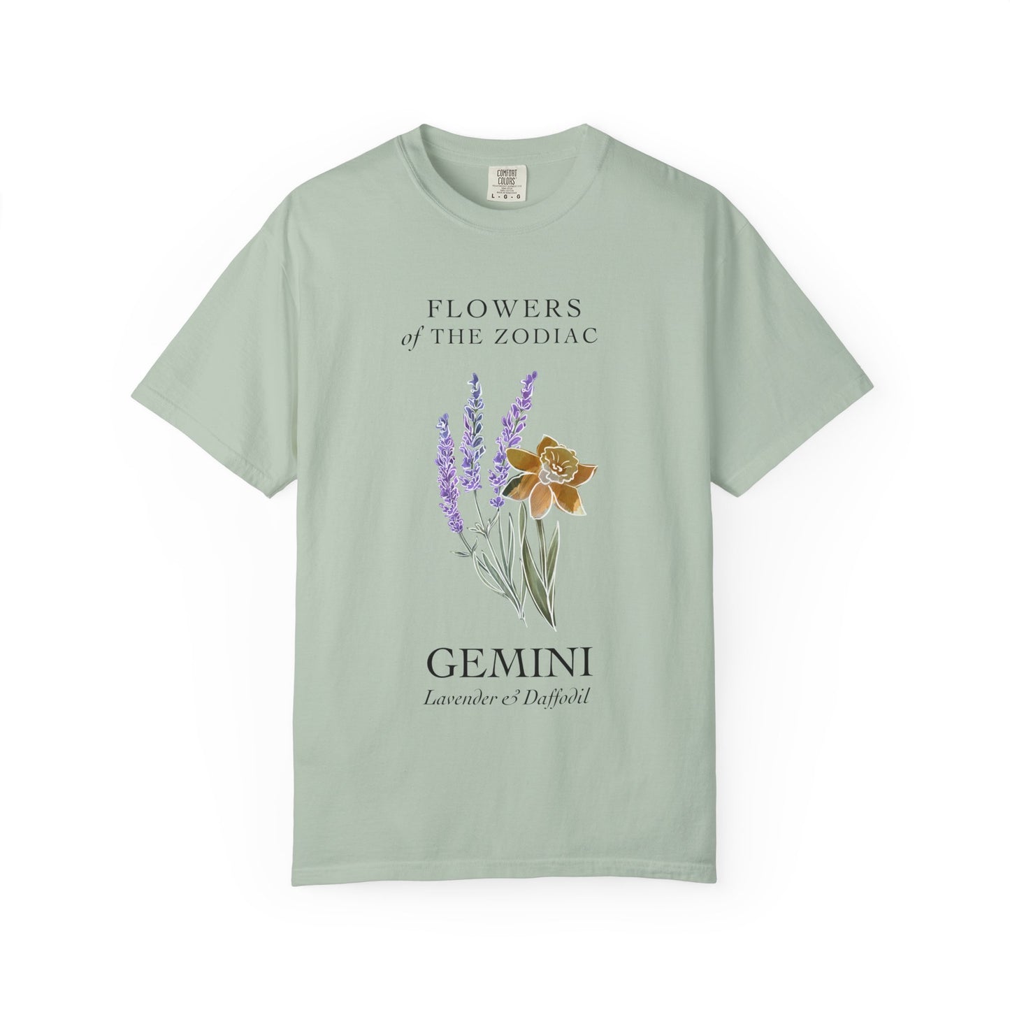 Gemini Floral T-Shirt – Lavender & Daffodil – Astrology T-Shirt