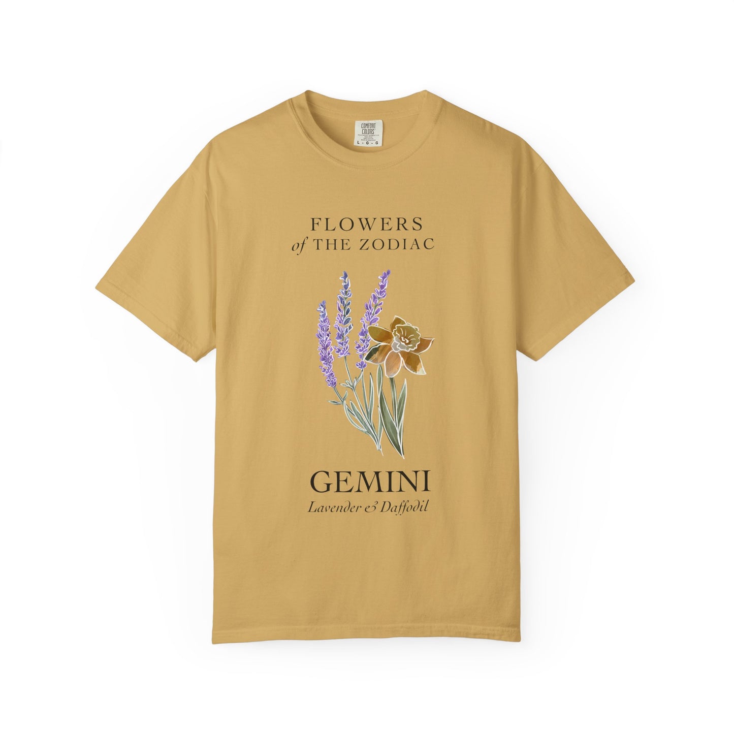 Gemini Floral T-Shirt – Lavender & Daffodil – Astrology T-Shirt