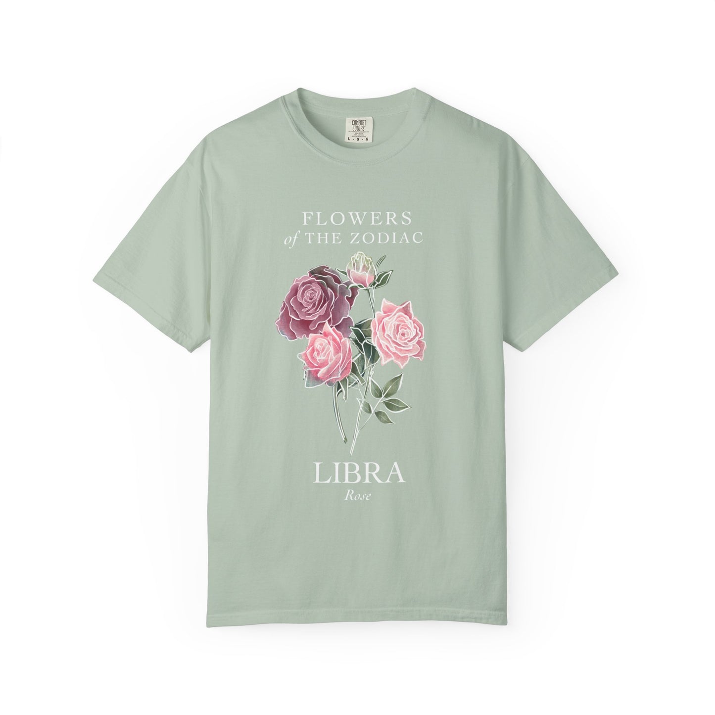 Libra Floral T-Shirt – Pink Rose – Astrology T-Shirt
