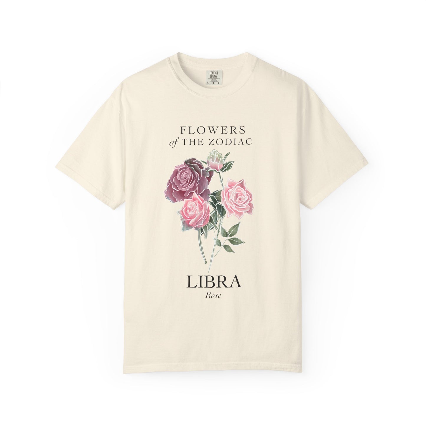 Libra Floral T-Shirt – Pink Rose – Astrology T-Shirt