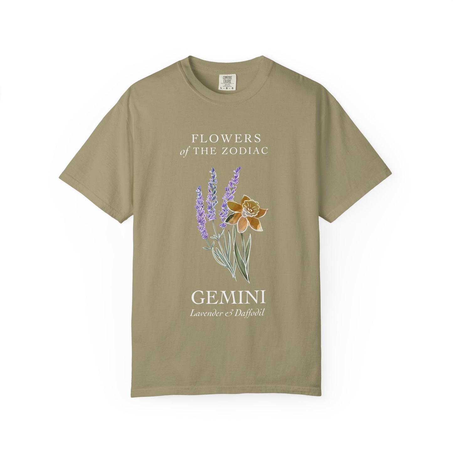 Gemini Floral T-Shirt – Lavender & Daffodil – Astrology T-Shirt