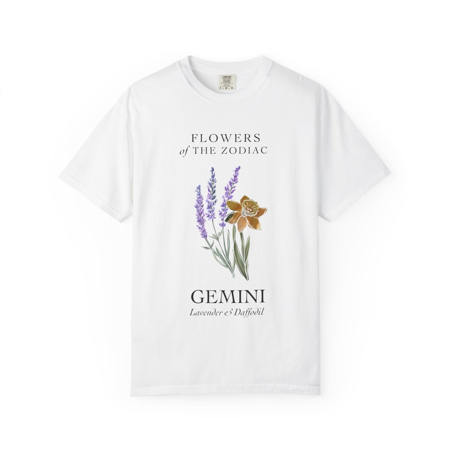 Gemini Floral T-Shirt – Lavender & Daffodil – Astrology T-Shirt