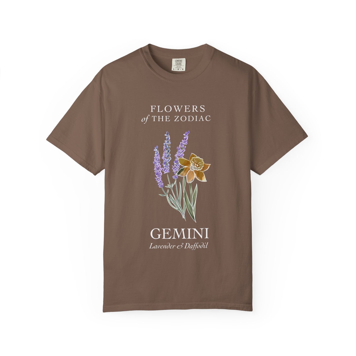 Gemini Floral T-Shirt – Lavender & Daffodil – Astrology T-Shirt