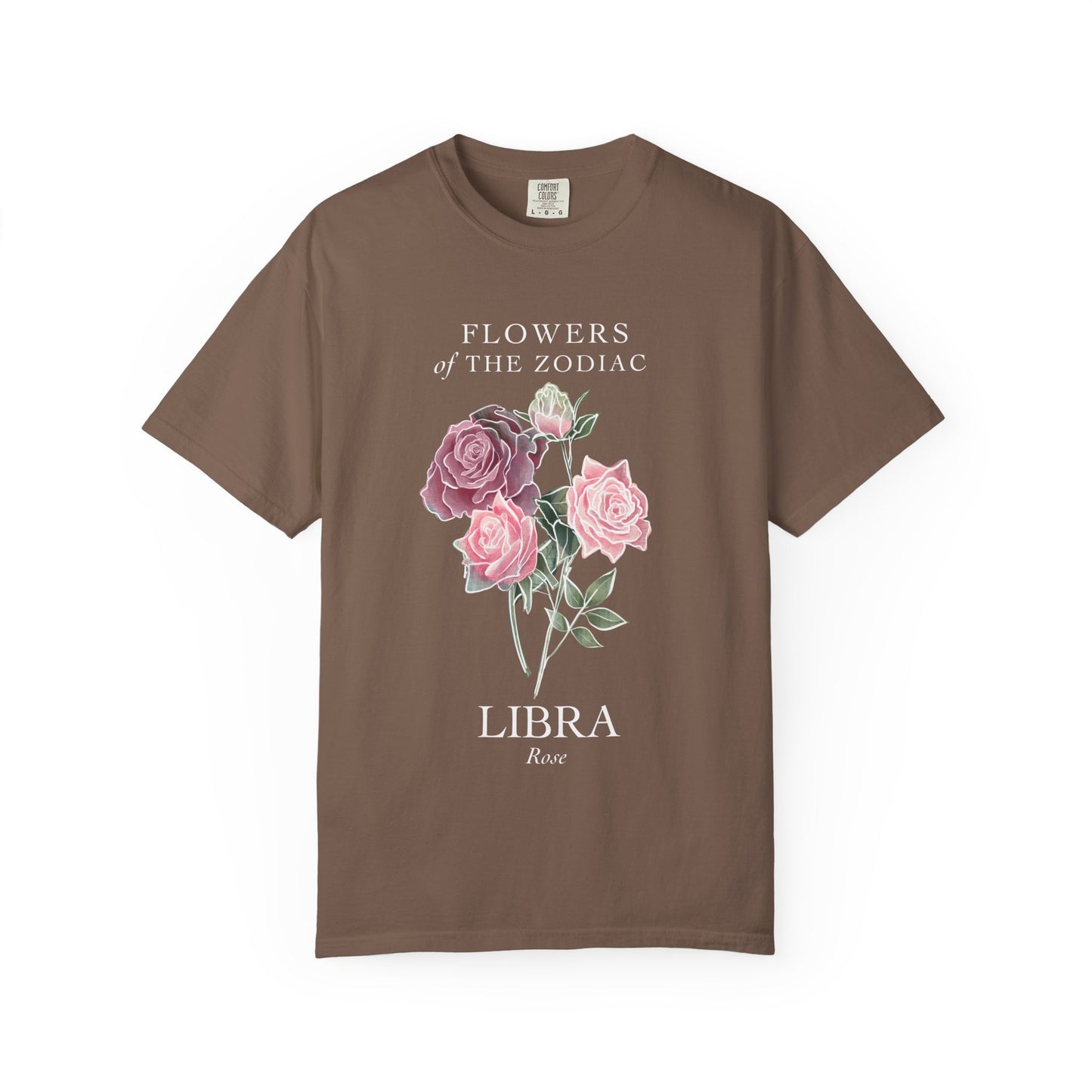 Libra Floral T-Shirt – Pink Rose – Astrology T-Shirt