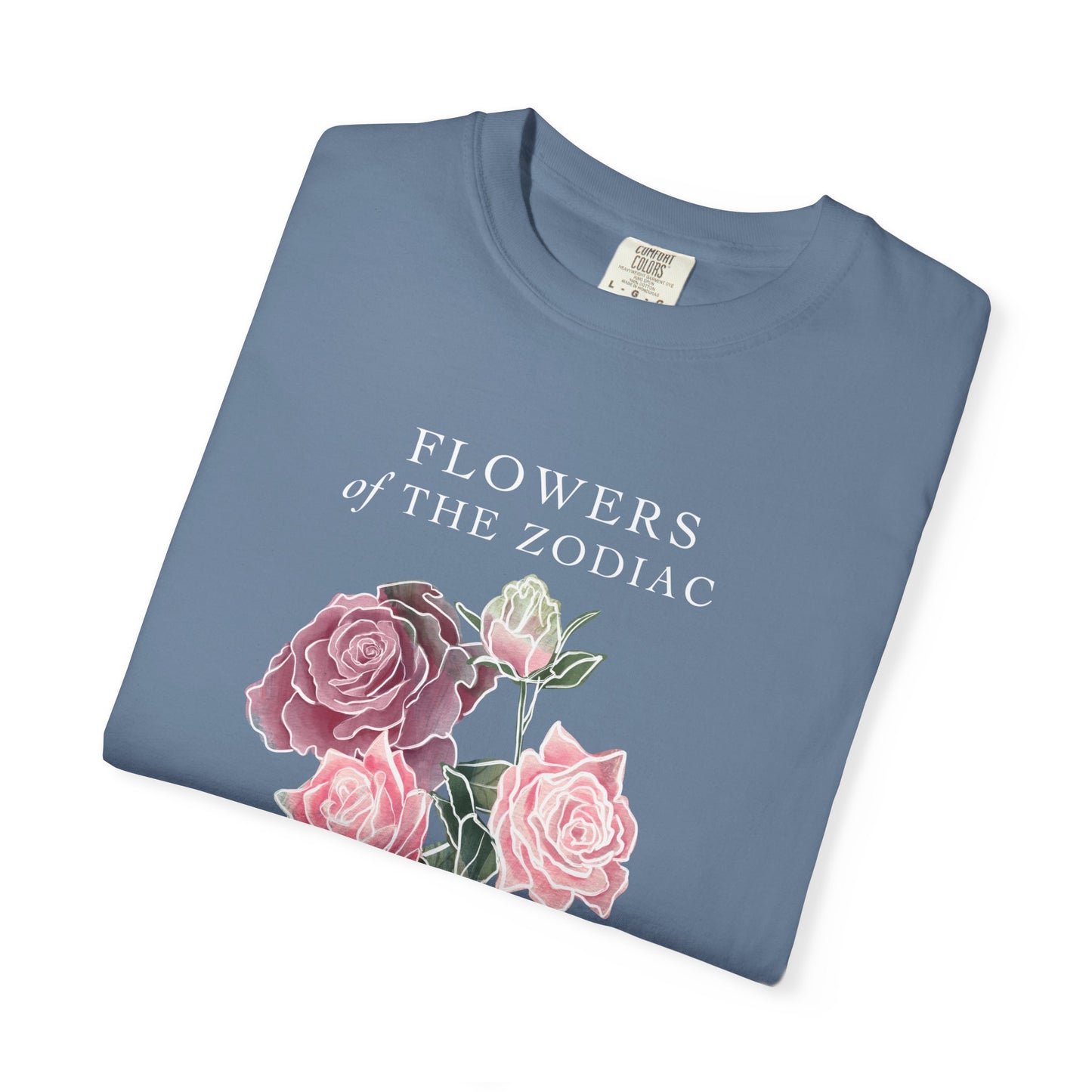 Libra Floral T-Shirt – Pink Rose – Astrology T-Shirt