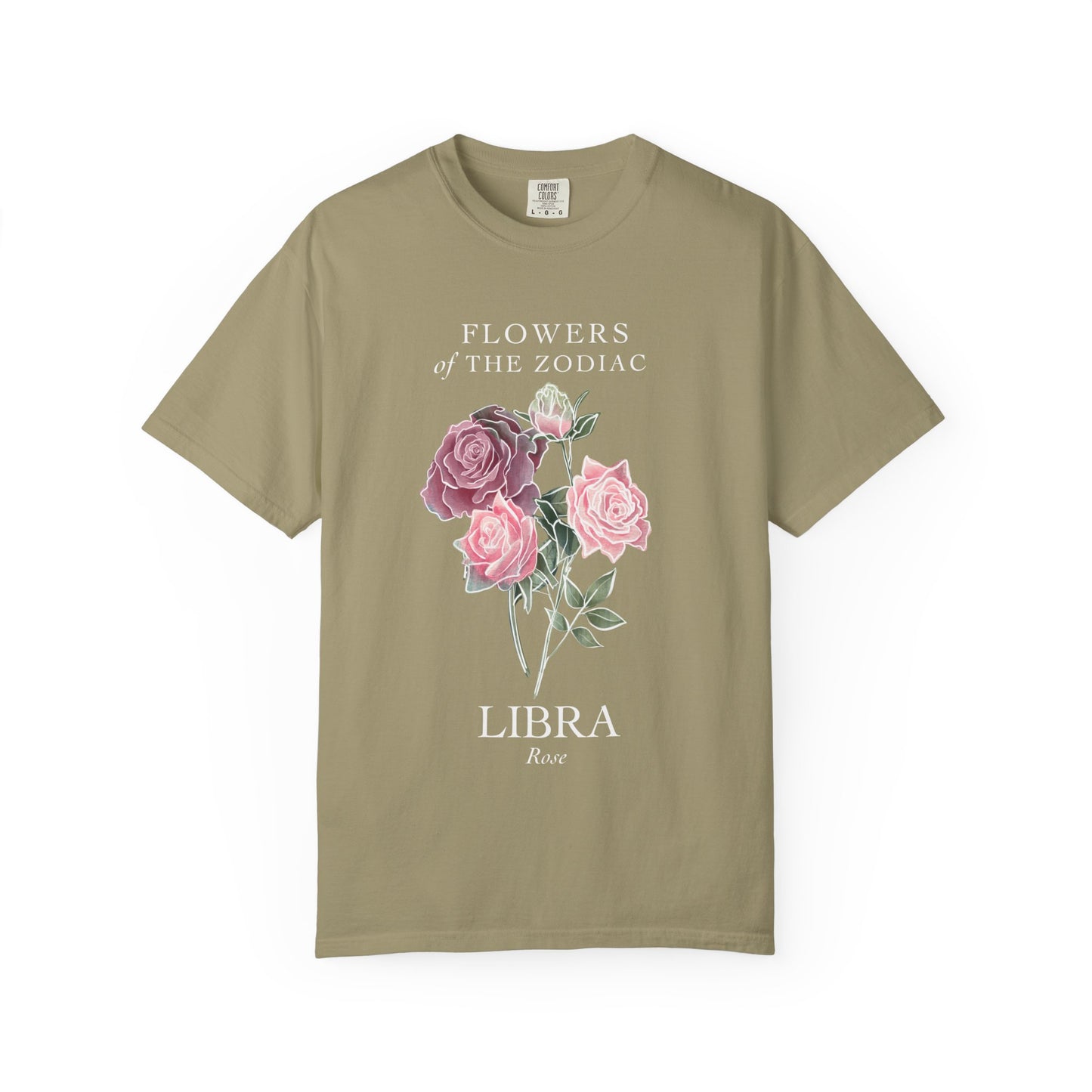 Libra Floral T-Shirt – Pink Rose – Astrology T-Shirt