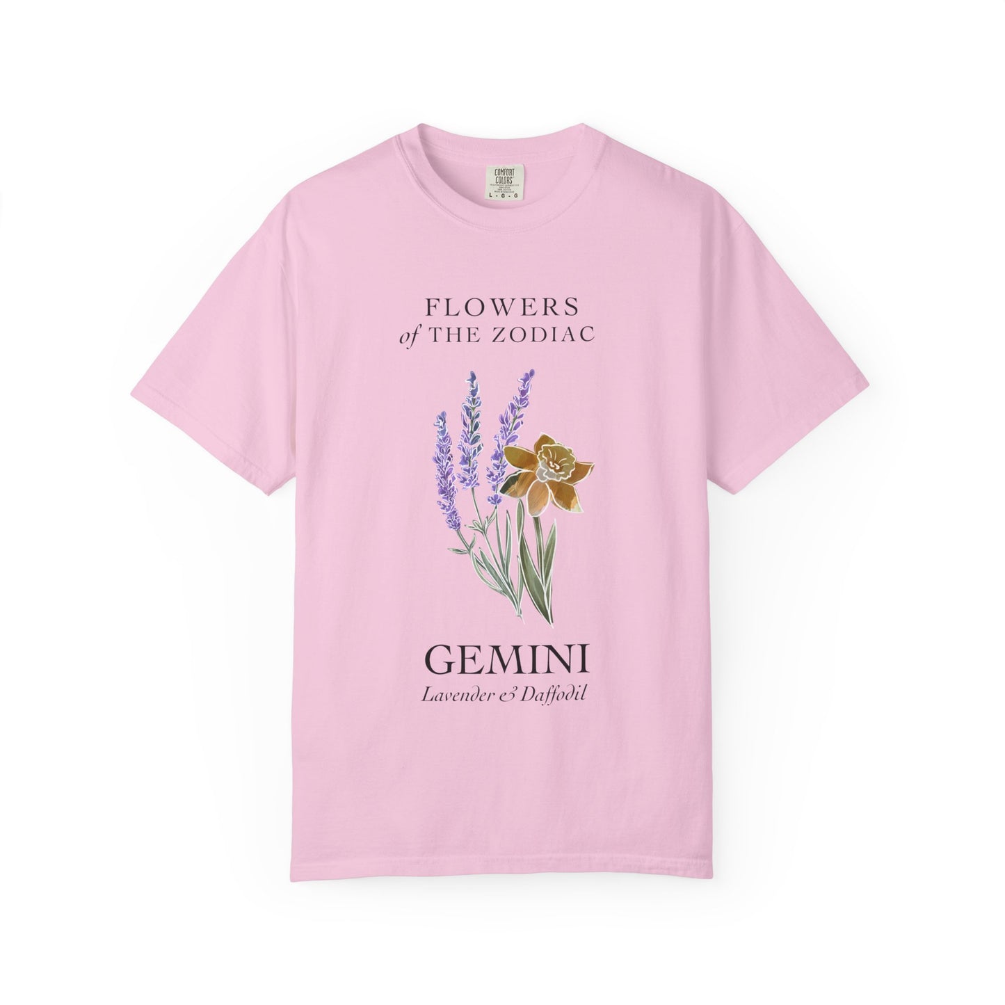 Gemini Floral T-Shirt – Lavender & Daffodil – Astrology T-Shirt