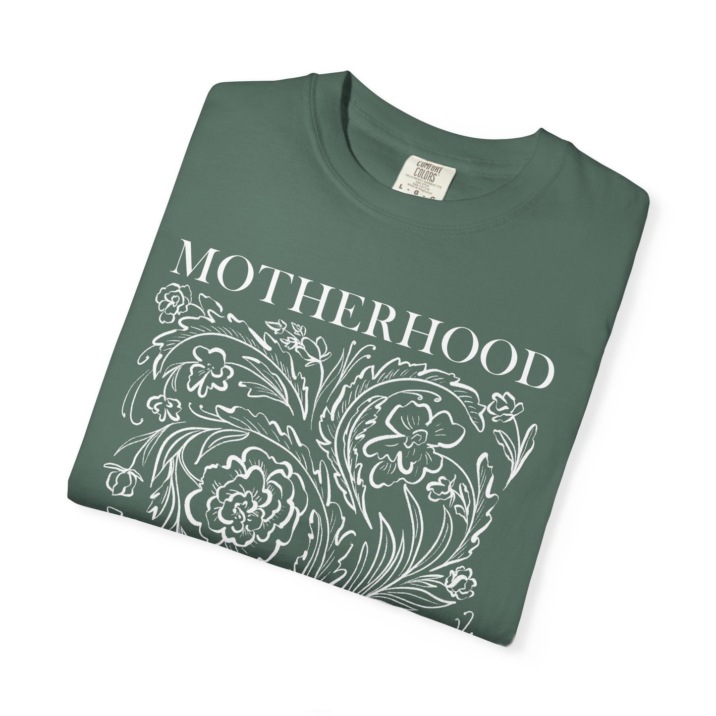 Motherhood T-Shirt — "Blessed is the Fruit of Thy Womb" Hand-Drawn Floral Tee