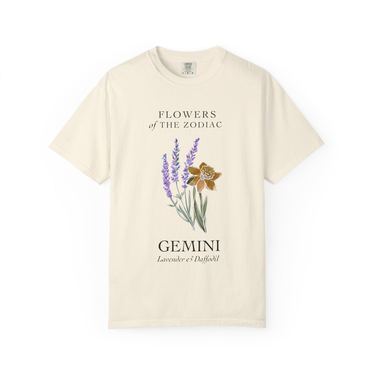Gemini Floral T-Shirt – Lavender & Daffodil – Astrology T-Shirt