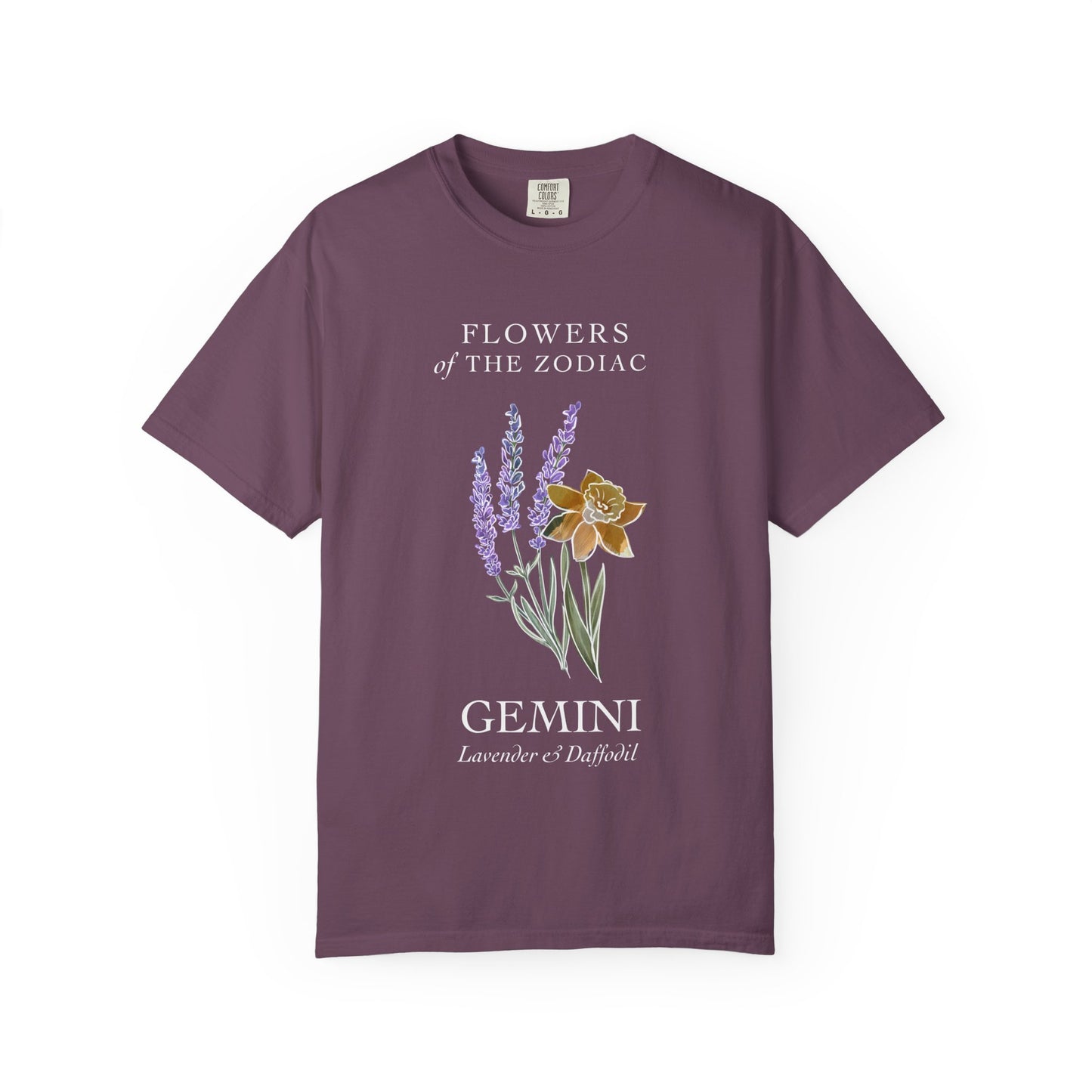 Gemini Floral T-Shirt – Lavender & Daffodil – Astrology T-Shirt