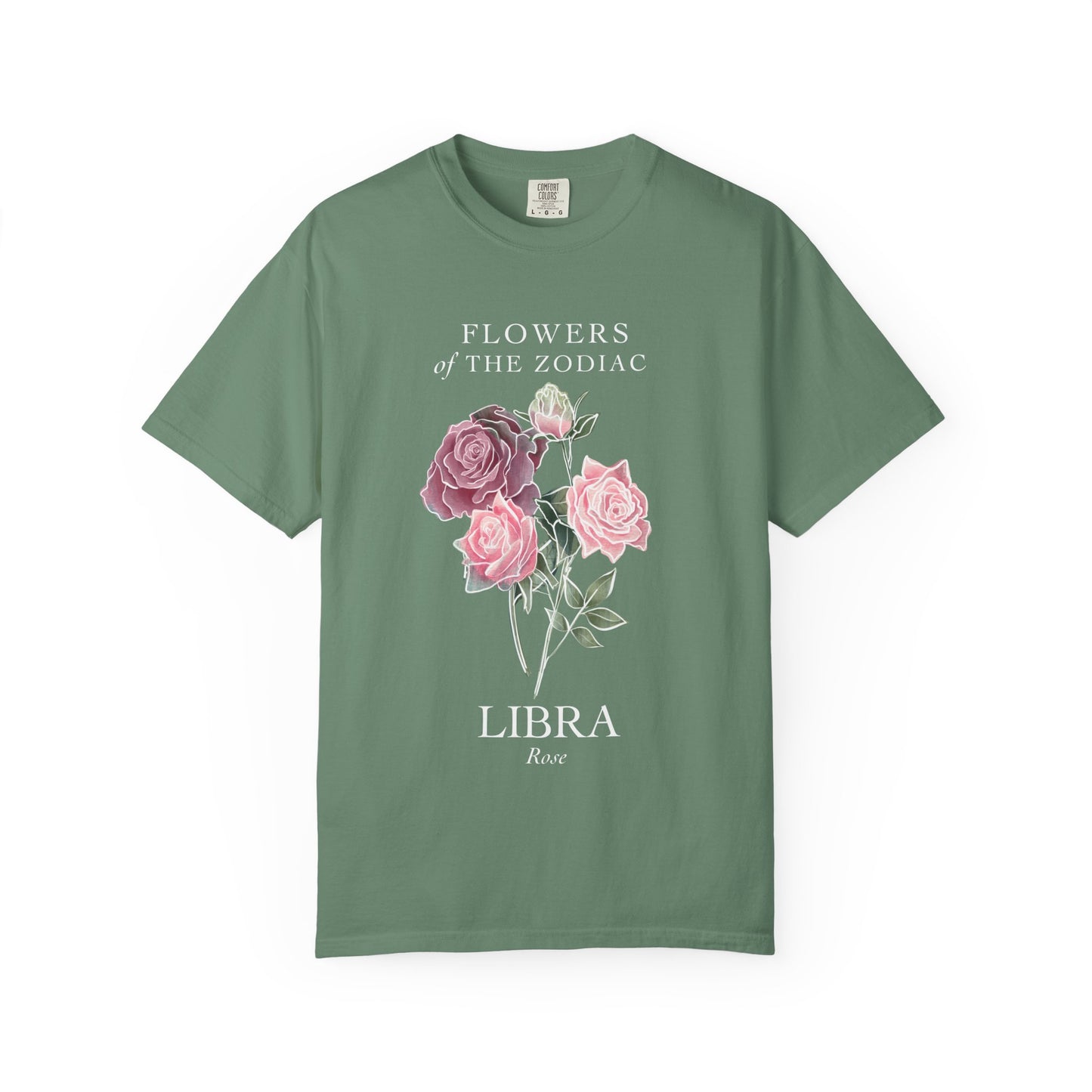 Libra Floral T-Shirt – Pink Rose – Astrology T-Shirt