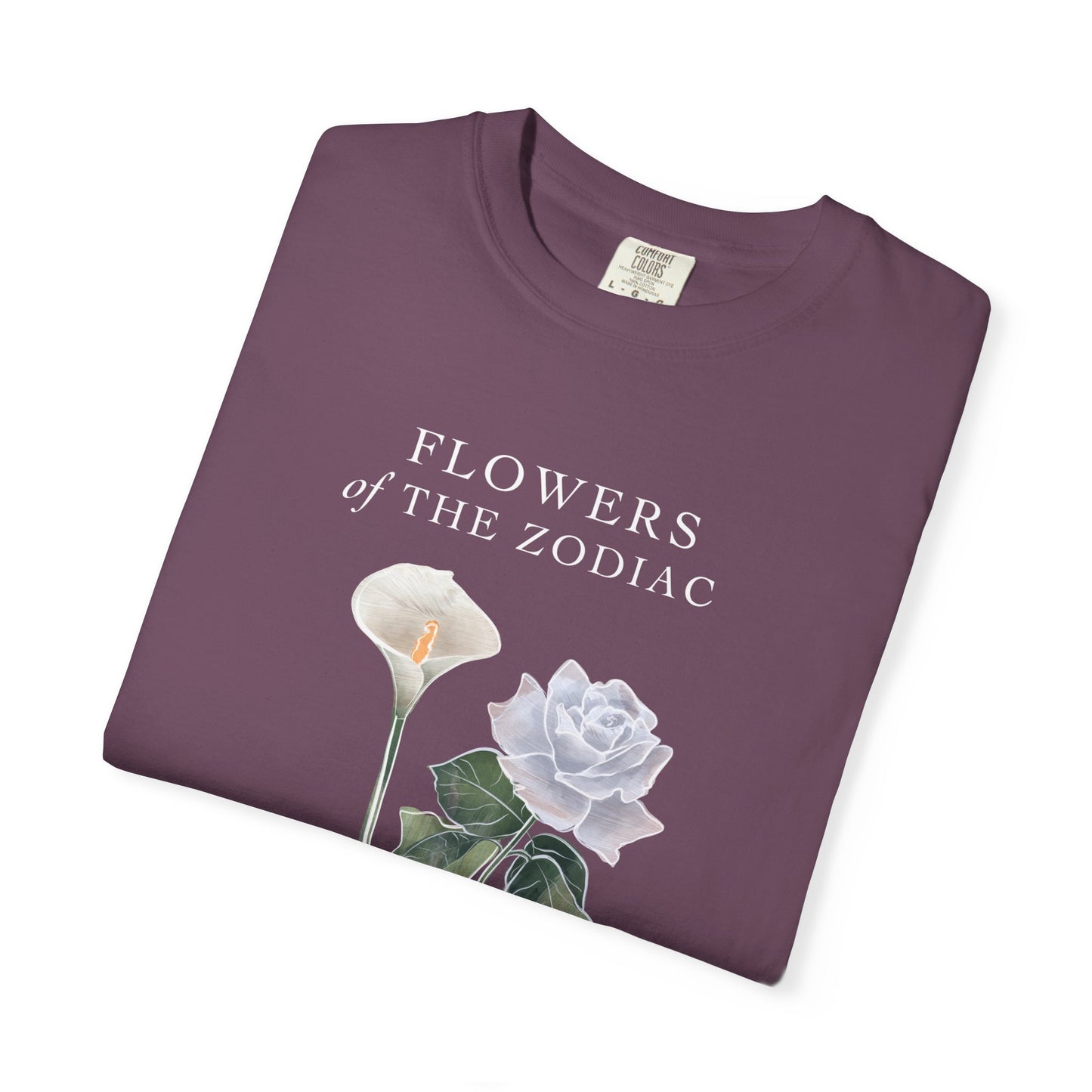 Cancer Floral T-Shirt – Calla Lily & White Rose – Astrology T-Shirt