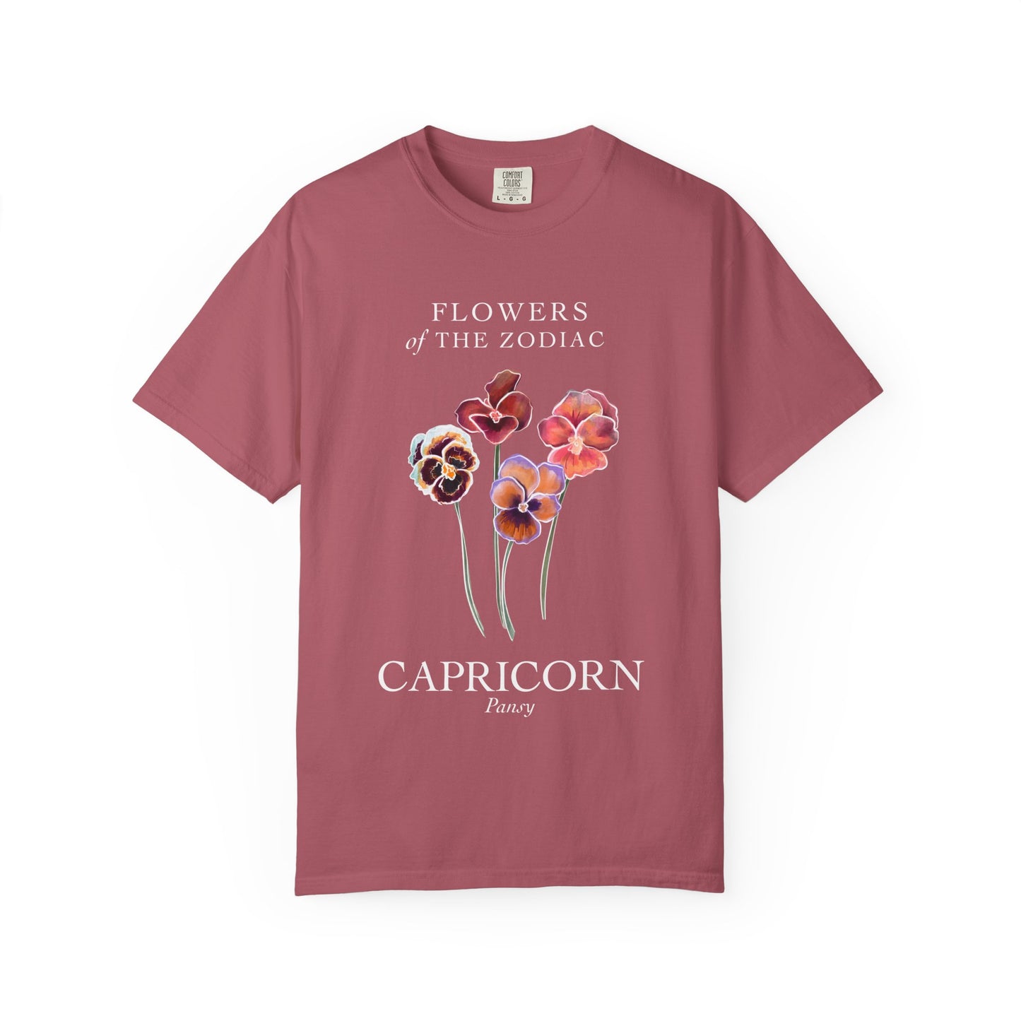Capricorn Floral T-Shirt – Pansy Flower - Zodiac Astrology Shirt