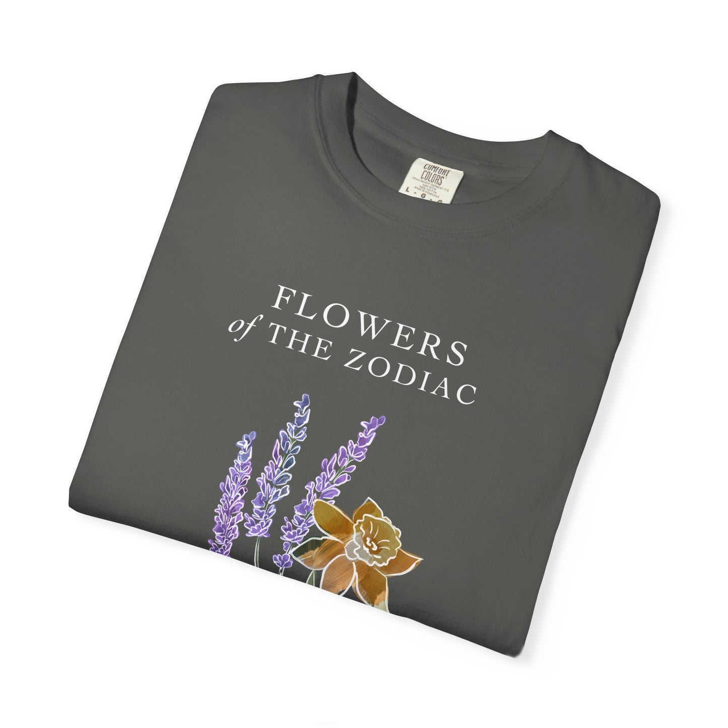 Gemini Floral T-Shirt – Lavender & Daffodil – Astrology T-Shirt