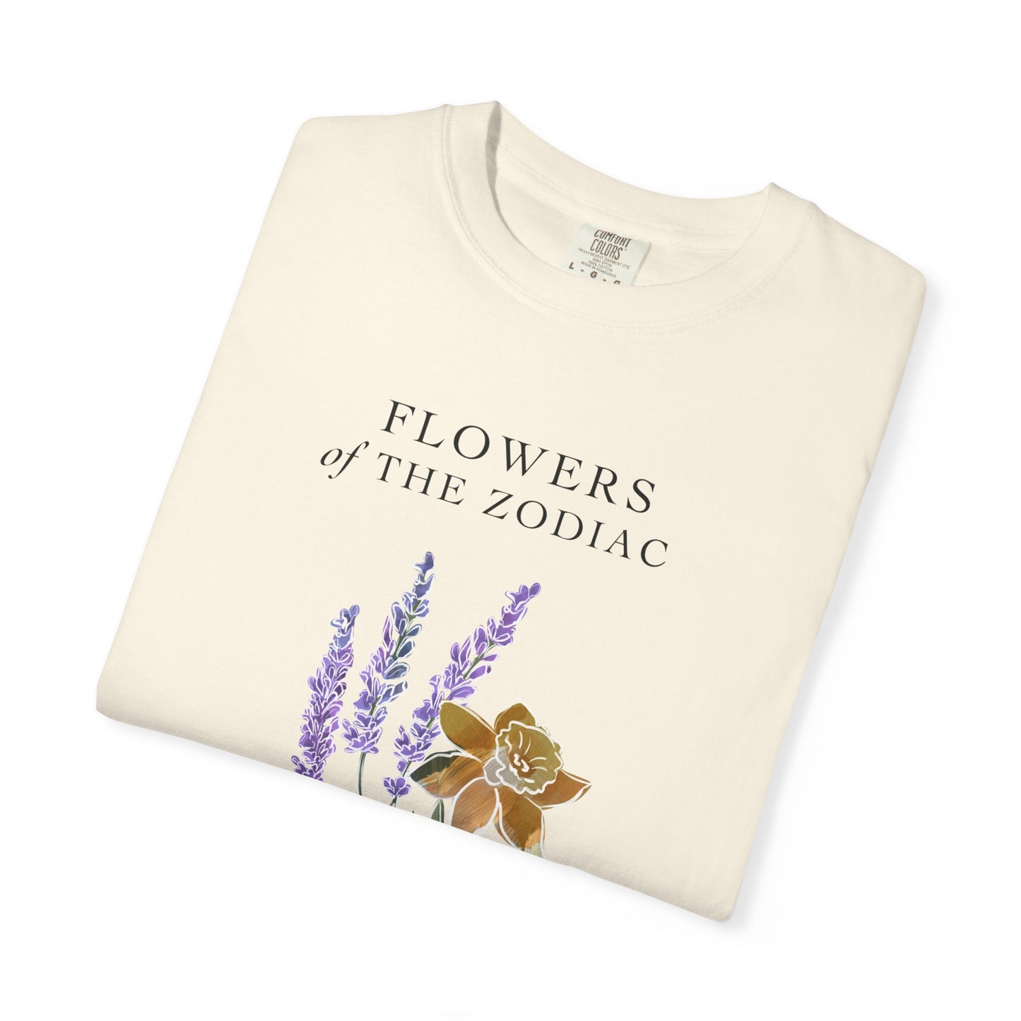 Gemini Floral T-Shirt – Lavender & Daffodil – Astrology T-Shirt