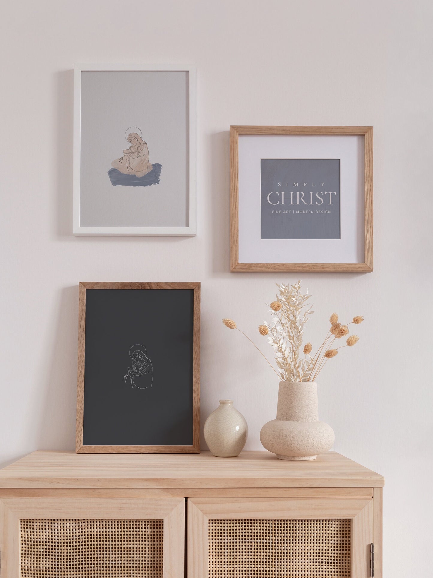 Mary and Jesus Nativity Minimalist Wall Art Print | Christian Minimalist Christmas Nativity Art Print | Nativity Scene Wall Art Print Set