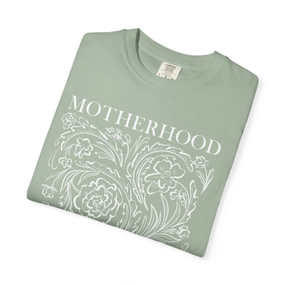 Motherhood T-Shirt — "Blessed is the Fruit of Thy Womb" Hand-Drawn Floral Tee
