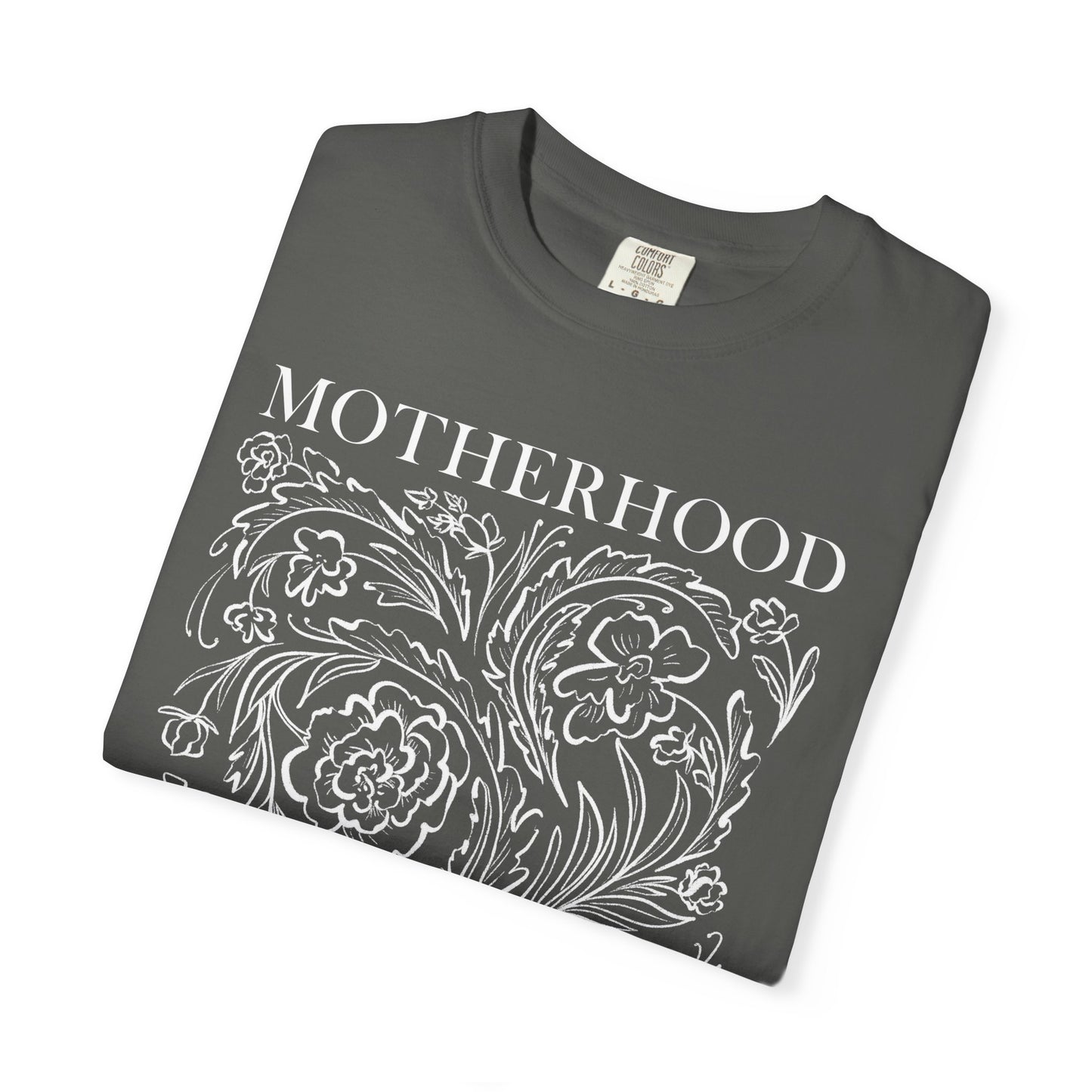 Motherhood T-Shirt — "Blessed is the Fruit of Thy Womb" Hand-Drawn Floral Tee
