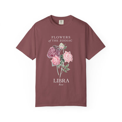Libra Floral T-Shirt – Pink Rose – Astrology T-Shirt