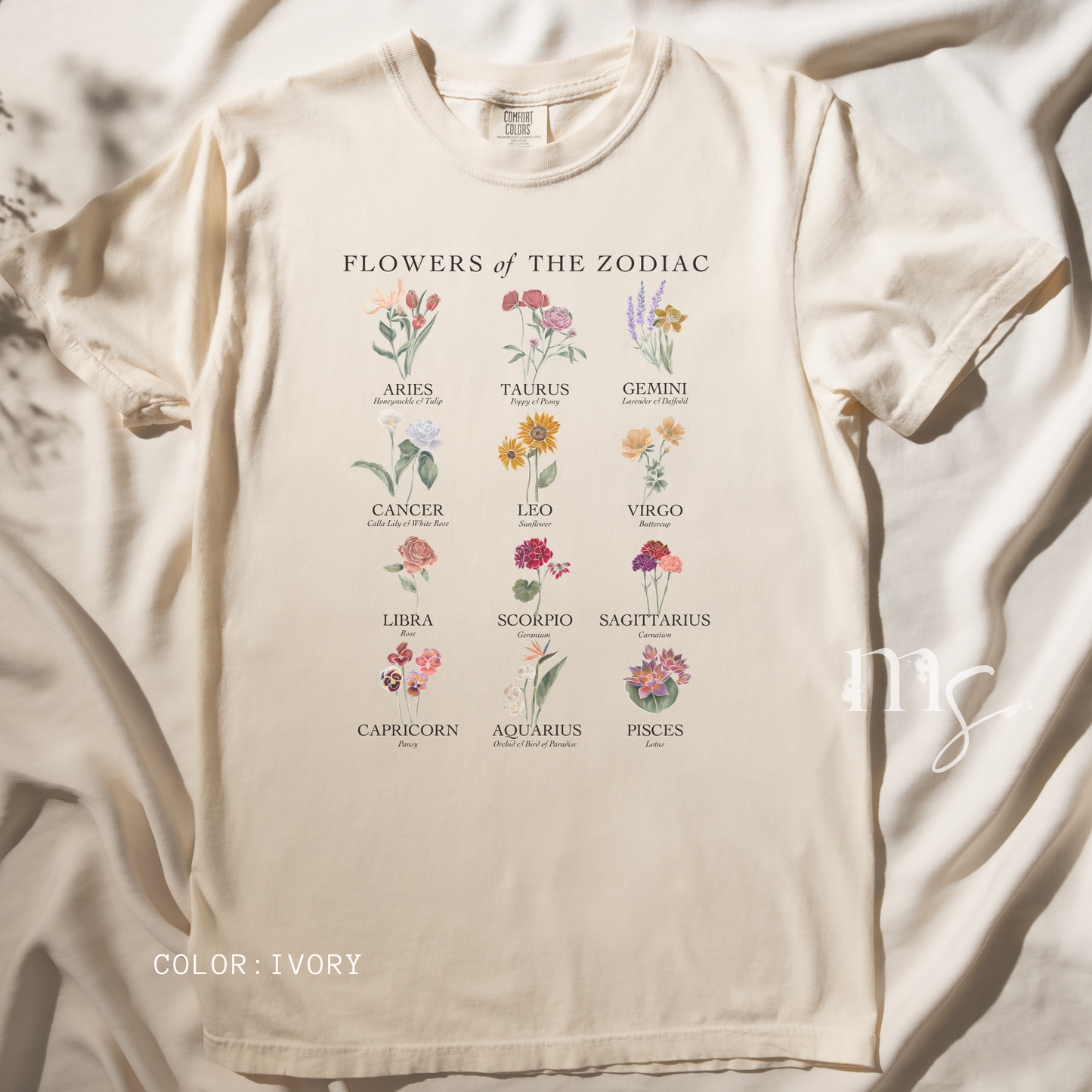 Astrology Flower Garden T-shirt