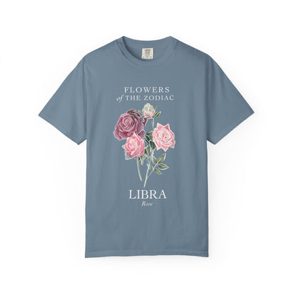 Libra Floral T-Shirt – Pink Rose – Astrology T-Shirt