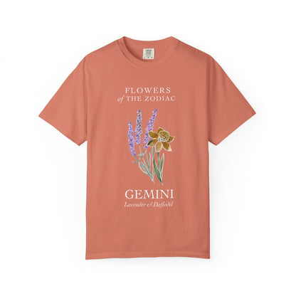 Gemini Floral T-Shirt – Lavender & Daffodil – Astrology T-Shirt