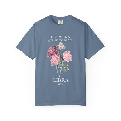 Libra Floral T-Shirt – Pink Rose – Astrology T-Shirt