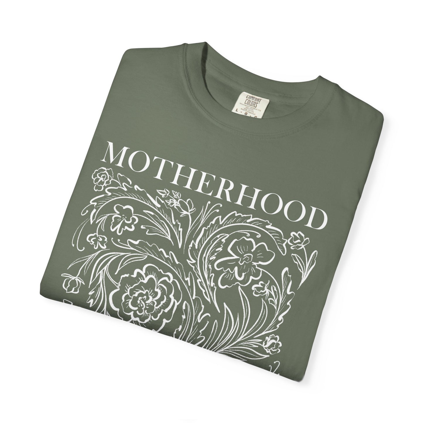Motherhood T-Shirt — "Blessed is the Fruit of Thy Womb" Hand-Drawn Floral Tee