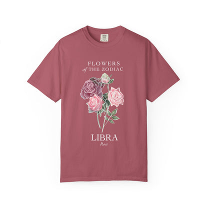 Libra Floral T-Shirt – Pink Rose – Astrology T-Shirt