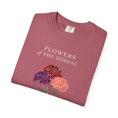 Sagittarius Floral T-Shirt – Carnation – Astrology T-Shirt