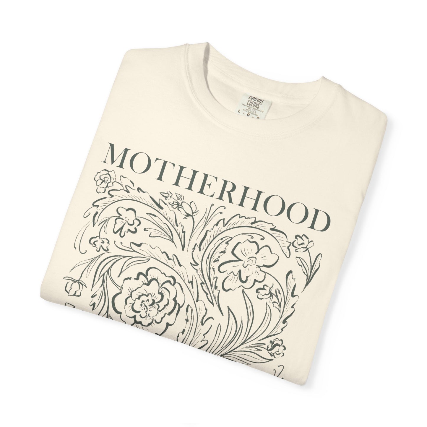 Motherhood T-Shirt — "Blessed is the Fruit of Thy Womb" Hand-Drawn Floral Tee