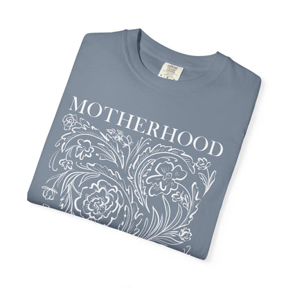Motherhood T-Shirt — "Blessed is the Fruit of Thy Womb" Hand-Drawn Floral Tee