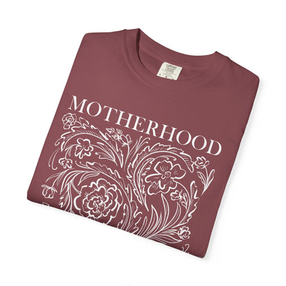 Motherhood T-Shirt — "Blessed is the Fruit of Thy Womb" Hand-Drawn Floral Tee